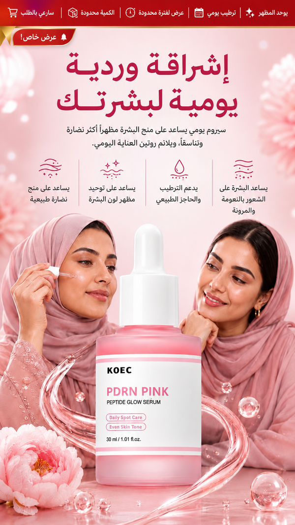 سيروم PDRN الوردي بالبيبتيدات — ترطيب عميق وإشراقة | 30 مل